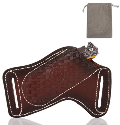 Leather Knife Sheath for Belt with Storage Bag,Pocket Folding Knife Holder,EDC Belt Pouch Organizer,Compact Draw Knife Holster,Tools Holster Pocket Organizer,Sheath for Folding Knife,Gifts for Men