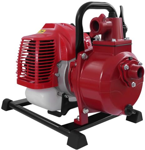 Pompa motore a benzina a 2 tempi, potenza motore 1,25 kW, 43 cc, 8500 giri/min, raffreddata ad aria, capacità di trasporto singolo cilindro, pompa dell'acqua indipendente (rosso)