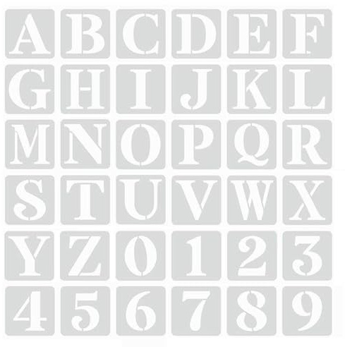 4 Inch Letter and Number Stencils, 36 Pcs Reusable Plastic Alphabet Spray Paint Stencils for Painting on Wood Wall Canvas DIY Art Projects Craft Decoration