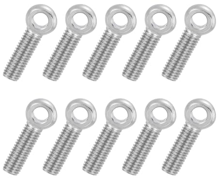 PATIKIL 10 Pcs M10x45mm Perno Ojo Giratorio Con Hombro 304 Acero Inox Métrico Roscado Completo Ojo Pez Agujero Deslizante Perno Aparejo Tornillos Sujeción Metálicos Plata