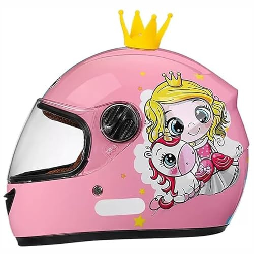 Casco Integral De Moto para Niños, Casco Scooter Homologado ECE con Visera Solar Y Bufanda Extraíble, Casco Scooter para Niños Y Niñas De 3 A 12 Años 3,48-55CM