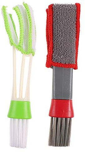 VINTORKY 2 pièces Brosse de Nettoyage pour Ventilation de Voiture Brosse Double Face Microfibre pour Nettoyage de Climatisation Utilisation à Domicile et Bureau