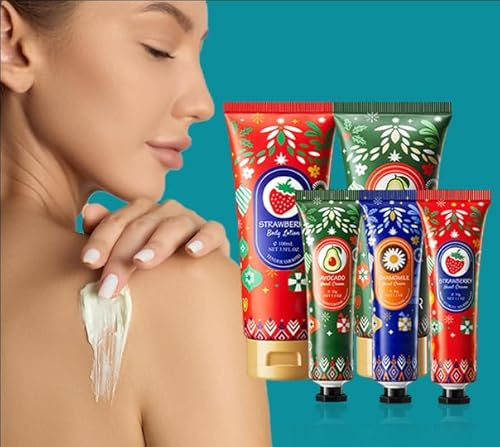 Christmas Gift Set - Mini Body Cream Hand Cream Set, 2 X 100 Ml Body Care For Smooth Skin, 3 X 30 Ml Hand Care Cream For Very Dry Cracked Hands, Small Gift Set For Women/Women/Mom/Men