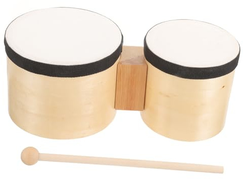 DECOMELODY Beige Holz Bongos Schlaginstrument für Erwachsene mit Starker Haltbarkeit und Stabiler Klangqualität für Tanzkurse und Spielerischen Einsatz