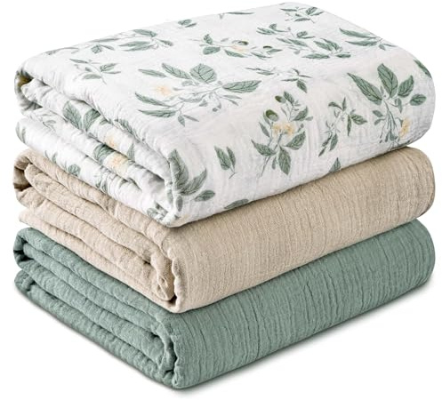 GLLQUEN 3er Pack Pucktuch Baby 95x100 aus 100% Baumwolle Swaddle Decke