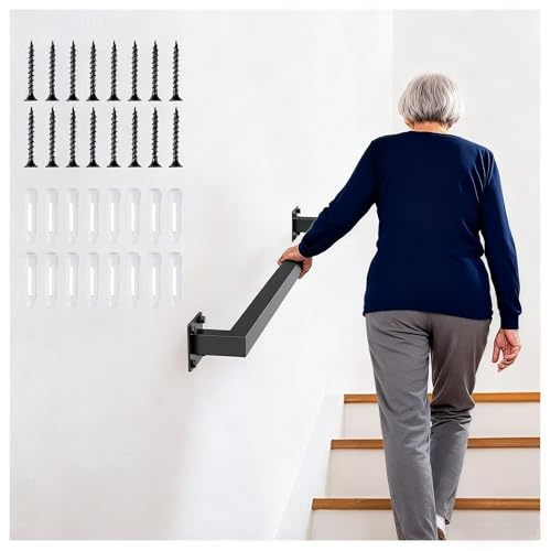 Corrimano Per Scale Interne Ed Esterne,- Balaustre in Ferro Battuto, Ringhiera per Corrimano, Asta di Supporto per Parete, Ringhiere per Bancone da Bar Interni Esterni(Nero,280cm(2 * 140cm))