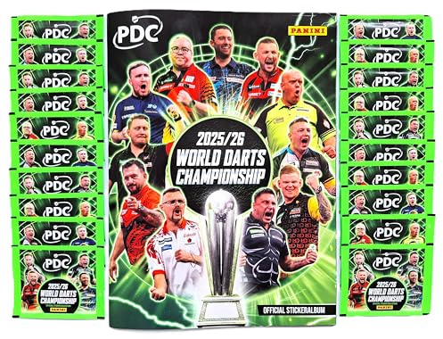 Darts PDC World Championship 2026 - Leeralbum + 20 Tüten mit je 5 Stickern NEU