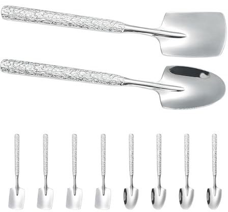 Housoutil Set 10 Cucchiai in Acciaio Inossidabile per Dessert e Gelato Cucchiai da Tavola Testa Quadrata Utensili da Cucina Multifunzione per Feste Cene e Buffet Posate Resistenti e