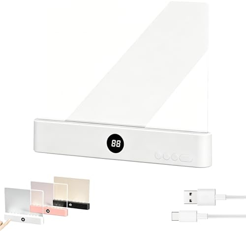 Dewppxi Smart LED Book Light, Tragbare Flaches Buchlicht, Intelligente LED Buchlampe, Augenschutz Leselicht Buch Buchseite Licht Mit 3 Farben und Timer, Zum Lesen Im Bett Bei Nacht (Weiß)