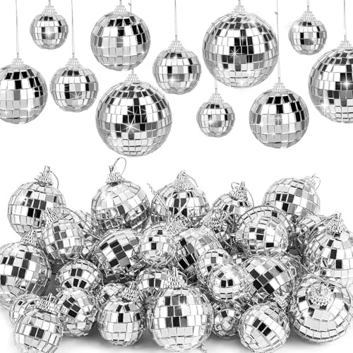 36 Stück Discokugeln Set - 4 Größen hängenden Spiegel Disco Ball Glas Disco Kugeln Glänzende Disco Ball Hochwertige Discokugel Diskokugel Deko Disco Kugel für Kuchendekoration Party Dekoration