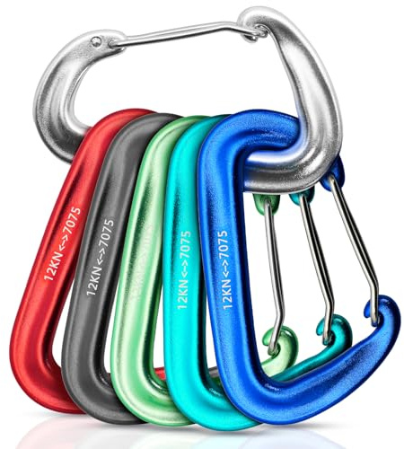 6 Karabinerhaken Aluminium, leichte Clips für Hängematte, Camping, Rucksack | Leichte Outdoor Clips für Hängematte, Camping, Rucksack, Schlüsselanhänger, Zubehör Karabiner für Befestigung & Organisation