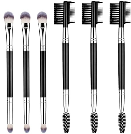 HJZHII 6 Augenbrauenbürste, Lidschatten Pinselset Wimpernkamm Wimpernbürste Augenbrauen Bürste Augen Brauenbürste Doppelkopf Schminkpinsel Make up Pinsel Wimpern Bürste Wimperntrenner für Make up