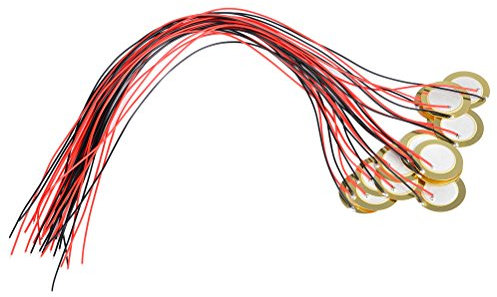 TIMESETL 15 Stück Akustisch Tonabnehmer Ø 27mm Piezoscheiben mit Leitungsdraht Piezo Discs Piezoelektrischer Summer zum Ersatz für Uhren, Spielzeug,Elektronische Türklingel, Alarme usw