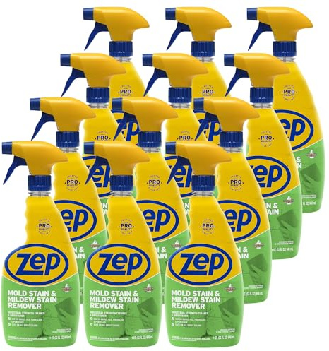 Zep Mold Stain and Mildew Stain Remover - 32 oz (Pack of 12) - ZUMILDEW32 - Experience the Power of our Professional Strength No-Scrub Formula