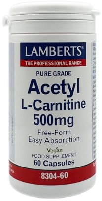 Lamberts Acetyl L-Carnitine 500mg – Highly Bioavailable Amino Acid – Vegan – 60 Capsules