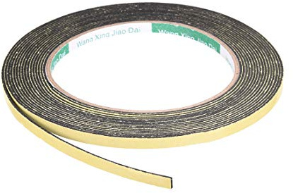 sourcing map Ruban d'étanchéité en mousse de 5 mm de large, 1 mm d'épaisseur, 5 m de long, bande d'étanchéité autocollante pour isolation de fenêtre et porte