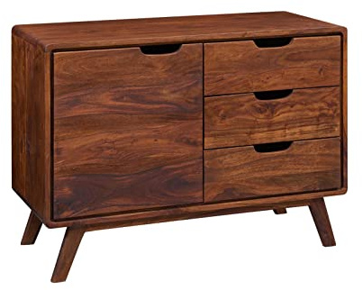 MASSIVMOEBEL24.DE Kommode Sheesham Dunkelbraun gewachst MALMÖ 2#104 | 90x40x65 (BxTxH) 35 kg Mid Century montiert vollmassiv