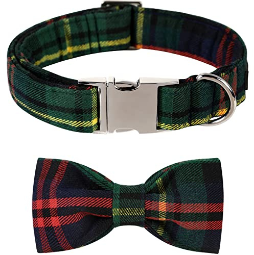 Lionet Paws Hundehalsband mit Fliege, Langlebiges Bequemes Baumwolle Halsband mit Metall-Klickverschluss für Hunde und Katzen, Hals 25-40cm