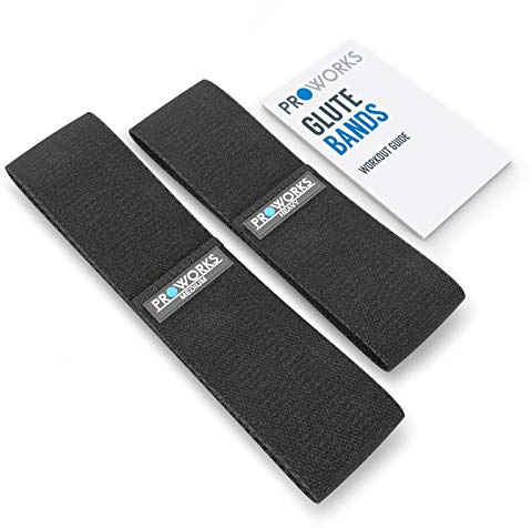 PROWORKS Fasce Glute, Fasce di Resistenza per Gambe e Glutei, Include Libretto con Esercizi di Allenamento con la Fascia, Fascia Allenamento Antiscivolo per Donne & Uomini - Nero - S/M
