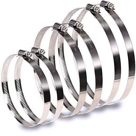 InduSKY Abrazadera de Manguera de Tornillo Sinfínde Acero Inoxidable,6 Unids Rango Ajustable de 91 a 165 mm Clip de Tubo de Worm Drive de Acero Inoxidable Para Tubo