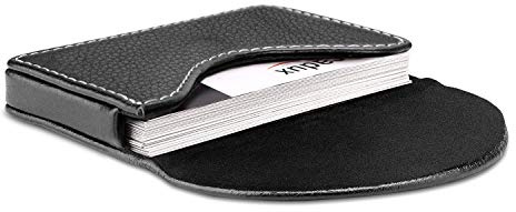 Ocadux Visitenkartenhalter aus Leder für Männer oder Frauen, Tasche für Visitenkarten, Brieftasche, Namenskartenetui, Halter mit Magnetverschluss, für 25 Visitenkarten, Schwarz