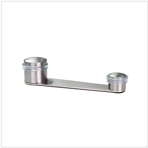 Türstopper | Befestigung zum Kleben oder Schrauben + Dübel | Mit Drehbarem Feststeller | Für Türen bis 70 mm | Gummi Durchsichtiger | Edelstahl Finish Matt | Mod. I-152T| EVI Herrajes