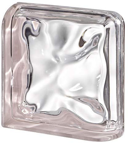 Terminal Curvo Agua Reflejos Rosa Cuarzo para paredes de bloques de vidrio | cm 19x19x8 | Unidad de venta 1 pieza