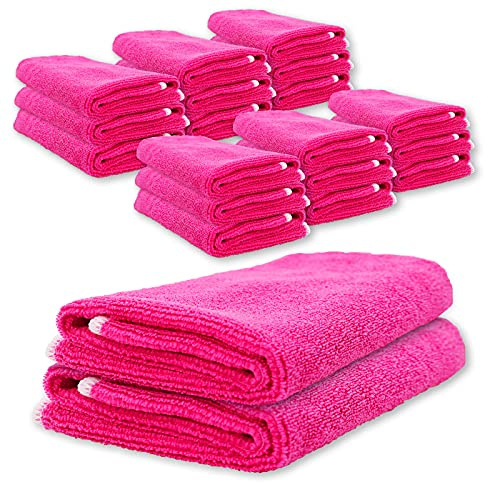 ABACUS® Mikrofasertuch pink 20er Set (7791.2) - Mikrofasertuch High Performance Reinigungstuch Putztuch Fenster Fusselfrei Hohe Saugkraft
