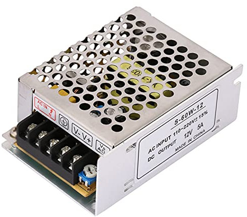 Alimentazione 12v 5a Switching, Alimentatore Telecamere Trasformatore Adattatore per Luci a LED, Striscia Interruttore 12V 5A 60W Tensione Trasformatori Potenza Regolato Commutazione