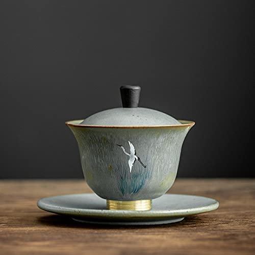 LINLN Ceramica Gaiwan Zuppiera Set da tè Cinesi Bicchieri da 130 ml