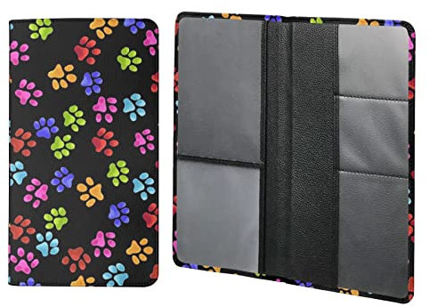 COEQINE Coloridas patas de perro imprimir registro de coche y seguro titular de la tarjeta de licencia de conducir tarjetas de documento billetera accesorios de cuero PU 5 ranuras para tarjetas