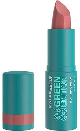 Maybelline New York - Rouge à Lèvres Satiné & Pigmenté - Enrichi en Beurre de Cacao - 86% d'Ingrédients d'Origine Naturelle - Formule Vegan - Butter Cream Green Edition - Teinte : Windy (15)