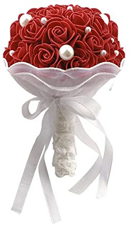 LICHENGTAI Brautstrauß Brautstrauss Hochzeit Hochzeitssträuße Perlen Blumensträusse Hochzeit Strauß Künstliche Blumenstrauß Romantische Rosenstrauß Dekoration