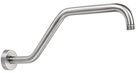 KAPHOME Duschkopf-Verlängerungsarm, 39,5 cm Duscharm-Verlängerung, Edelstahl, S-förmiger Duscharm mit Flansch, gebürstetes Nickel, 9Z2MK