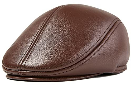 Herren Schiebermütze Schirmmütze Gatsby Kappe Newsboy Flat Cap Leder Mütze mit Ohrenklappen Barett Cap