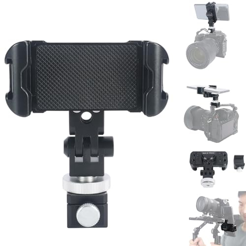 NICEYRIG Universal Smartphone Mount Adapter Tripod Clamp with Cold Shoe-516 | Tripod Phone Mount,Rotates and Adjustable Clamp Holder Smartphone Clip Adapter