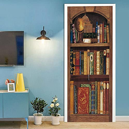 Tür Bekleben Mit Türtapete Selbstklebend Vintage Bücherregal Bücherregal Bücher 90 X 210 Cm | Tür Verschönern Mit Türfolie | Aufkleber Folie | Türposter Türklebefolie | Türwandaufkleber - Kunstfotos