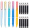 TOYMIS 5pcs Retractable Fountain Pens with 10pcs Ink sacs, Gradient Color Push Type Refillable Fountain Pens Anti-Skidding Inkless Writing Pen for Family School Office Writing