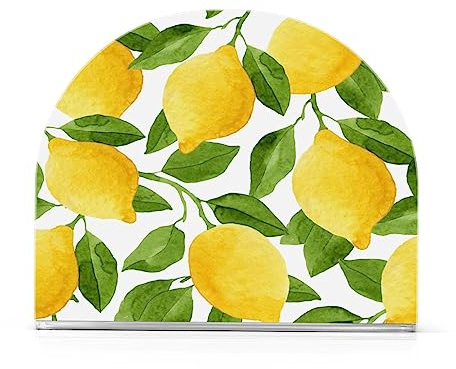JUMBEAR Aquarell-Zitronen-Serviettenhalter, Serviettenbox, Taschentuchhalter für Tische, elegante Acrylplatte, Papierserviettenhalter für Restaurant, Dekoration, Küche, Bar, Zubehör