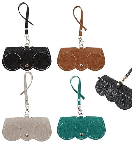 Sonnenbrillen Schutzetui 4 Stück Brillenetui Weich Tragbar Sonnenbrillenbeutel Mode Sonnenbrillenetui PU Leder Sonnenbrille Tasche Sonnenbrillen-Halter Lesebrille Brillentasche für Damen und Herren