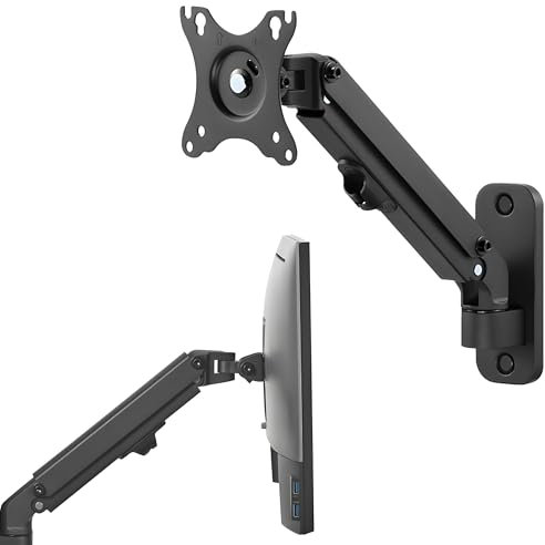 Wall Monitor Mount, Built-in Mechanical Spring, Adjustable Mount for 17-27 inch, LCD/LED Screens, Tilt/Swivel/Rotation, VESA Compatibility, 75x75/100x100, Premium Black, HDWR SolidHand-AW01