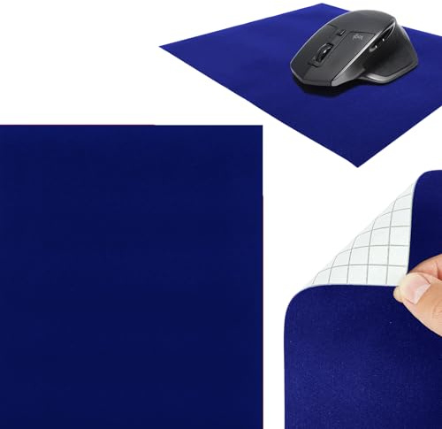 DecoMeister Alfombrilla Ratón Adhesiva 22x19 cm - Velour Azul Marino | Tapete Ratón Autoadhesiva de Velour Ultradelgada, Base Escritorio Antideslizante para Ordenador, Oficina y Gaming