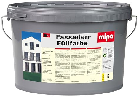 MIPA Fassaden-Füllfarbe - 5 Liter Fassadenfarbe Hochdeckend & Gut Füllend