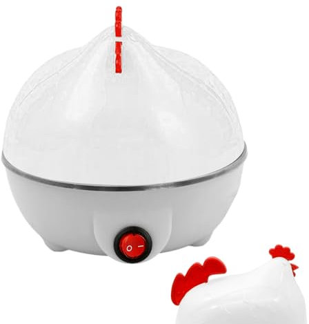 HUNYA Cuociuova,Cuociuova Elettrico a Forma di Pollo con capacità di 7 Uova - Cuociuova a Vapore per Uova in Camicia, Medie e sode con spegnimento Automatico