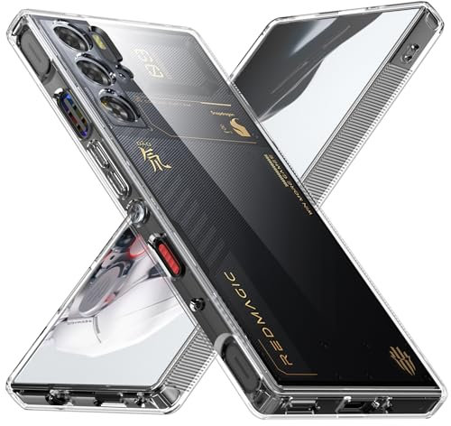 Cresee Custodia per Red Magic 9 Pro/Red Magic 9S Pro, retro rigido trasparente + morbido TPU bumper antiurto per nubia RedMagic 9 Pro/9S Pro, trasparente