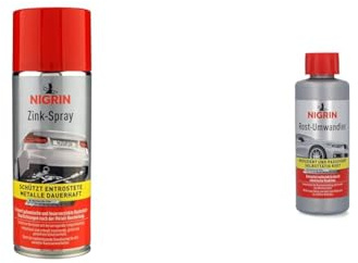 NIGRIN Zinkspray, 400 ml & Rostumwandler, 200 ml, rostlösend, Rostentferner, hemmt das Weiterrosten, entrostet selbstaktiv, schwarz