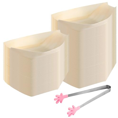 APOMOONS 100 stycken bambukupor, båtmat, engångs barkett, stekt 17 x 9 cm, engångsservis bambu för munnen amuletter, sushi, födelsedag, bröllop, påsk