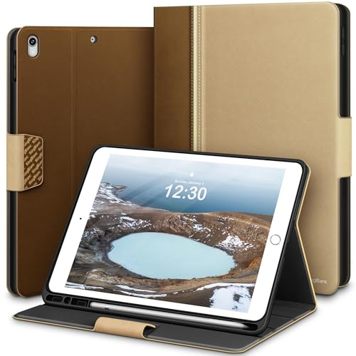KingBlanc Étui pour iPad Air (3ème génération) 10,5 2019/iPad Pro 10,5 2017 avec porte-stylet Apple, Smart Cover en cuir végétalien, mise en veille/réveil automatique, support pliable multi-angle,