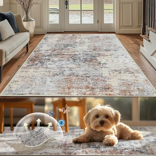 TOPICK Alfombra multi impresión, lavable, abstracta, moderna, superfina, plegable, de pelo corto, para la cocina, el suelo, la oficina, 120 x 180 cm, color marrón