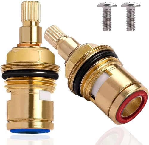 1 Pair Ceramic Tap Cartridge 1/4 Turn, Universal Replacement Solid Brass | Brass Tap Valve Cartridge, Mixer Valve, Replacement, Shower & Bathroom, Universal Fit